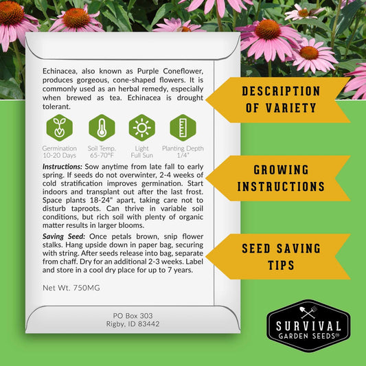 Herbal Tea Garden Seeds Kit – 5 Heirloom Medicinal Herbs for Soothing Teas, Remedies & Pollinator-Friendly Gardens