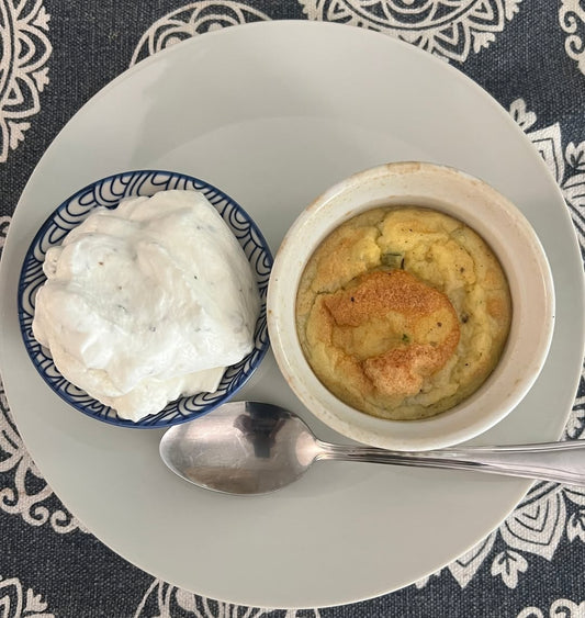 Potato & Chive Souffle with Chive Cream