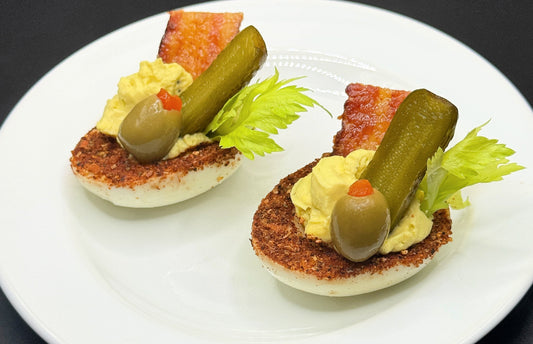 Bloody Mary Deviled Eggs