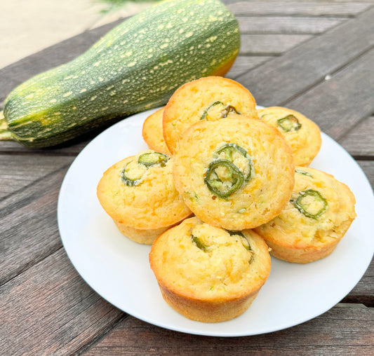 Cheesy Zucchini Jalapeño Cornbread Muffins | Easy Garden-to-Table Recipe