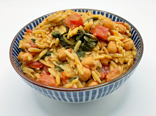 Creamy Baked Chickpea Orzo with Cashew Cream | One-Pan Dinner