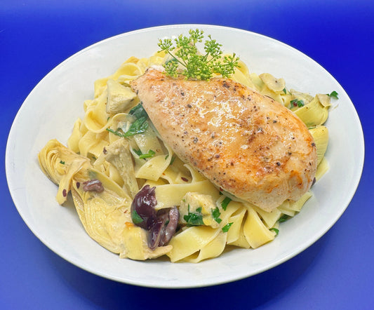 Creamy Mediterranean Chicken & Artichoke Tagliatelle
