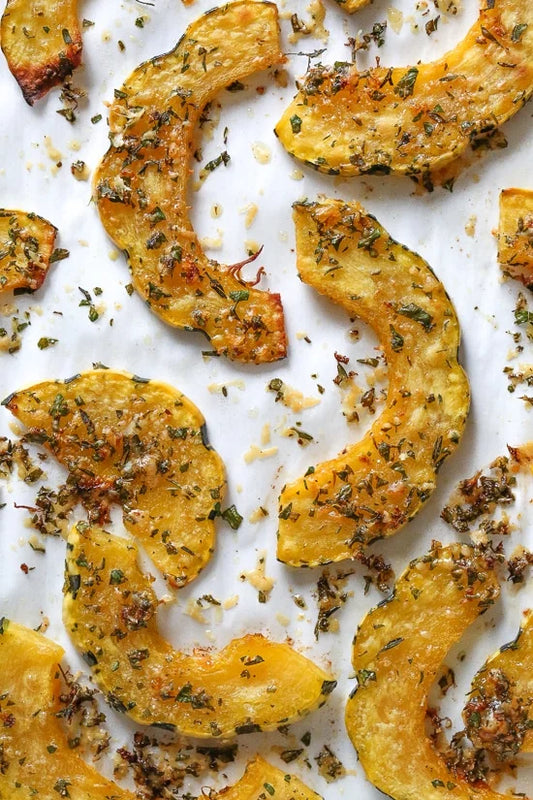 Parmesan Herb Roasted Delicata Squash | Easy Fall Side Dish