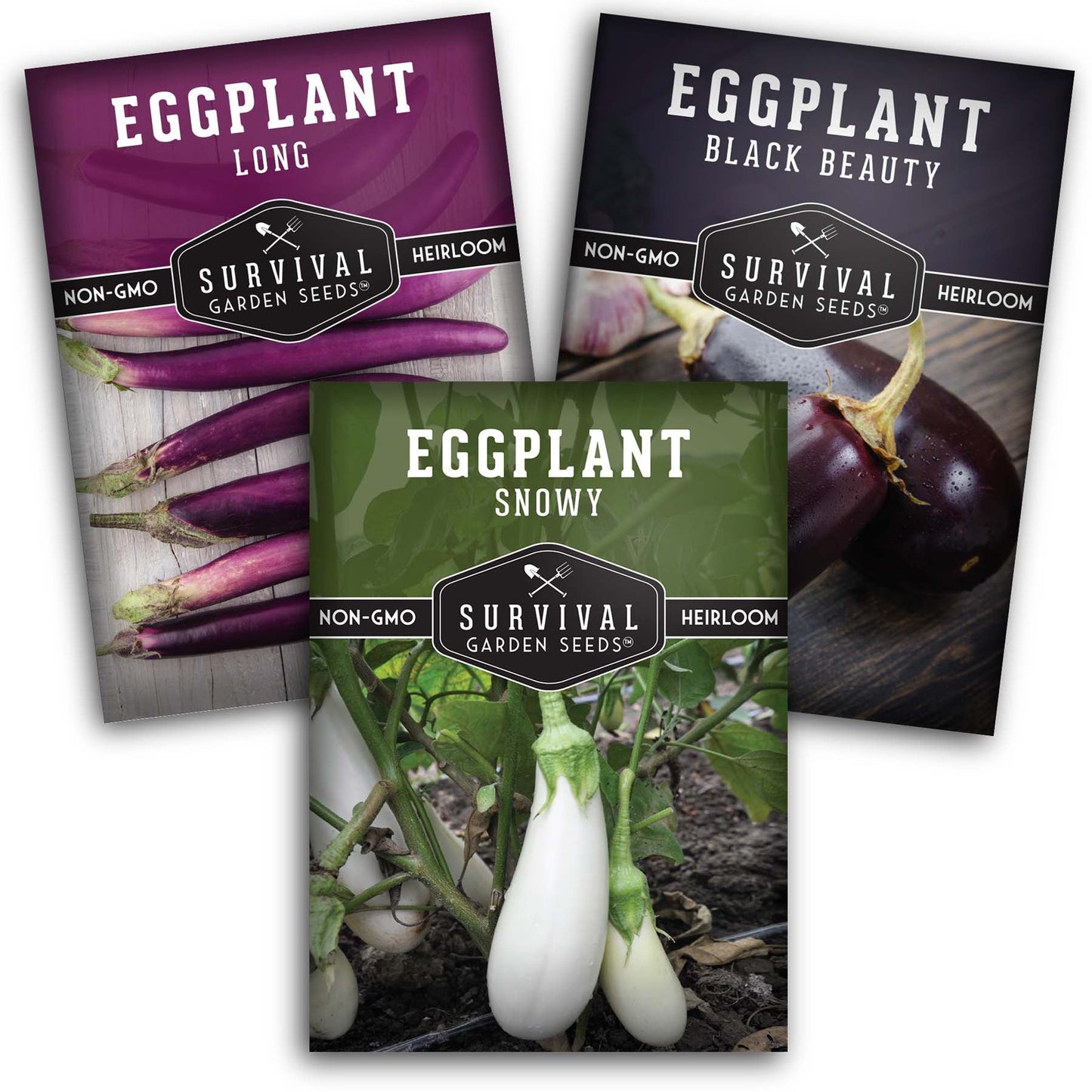Eggplant Seed Collection – Snowy, Long Purple & Black Beauty Varieties for Home Gardens