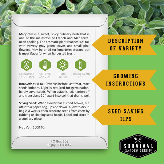 18 Culinary Herb Seed Collection – Heirloom Herbs for Cooking, Teas, Remedies & Year-Round Kitchen Gardens