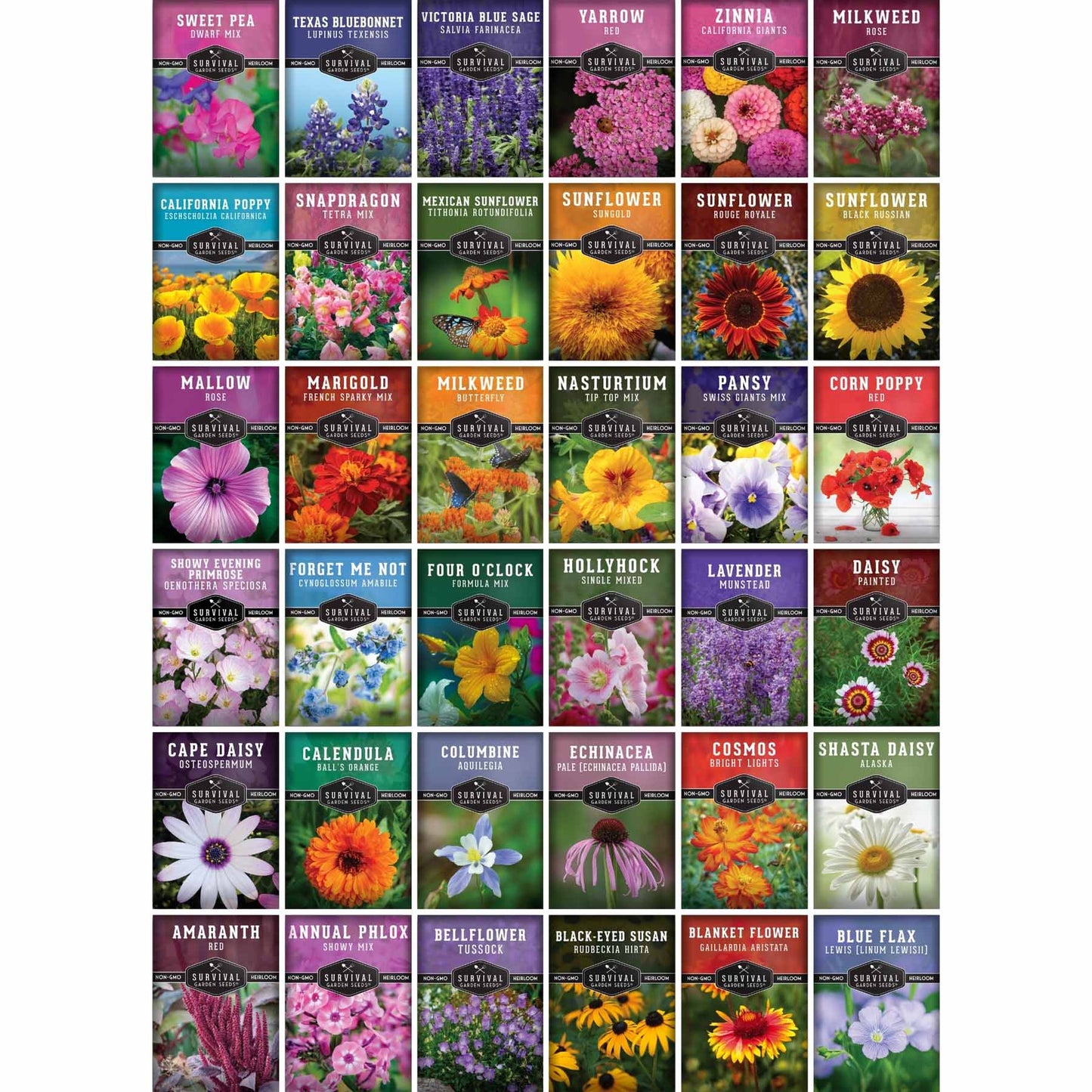 Flower Garden Collection - 36 Flower Seeds for Beauty, Bees & Wellness